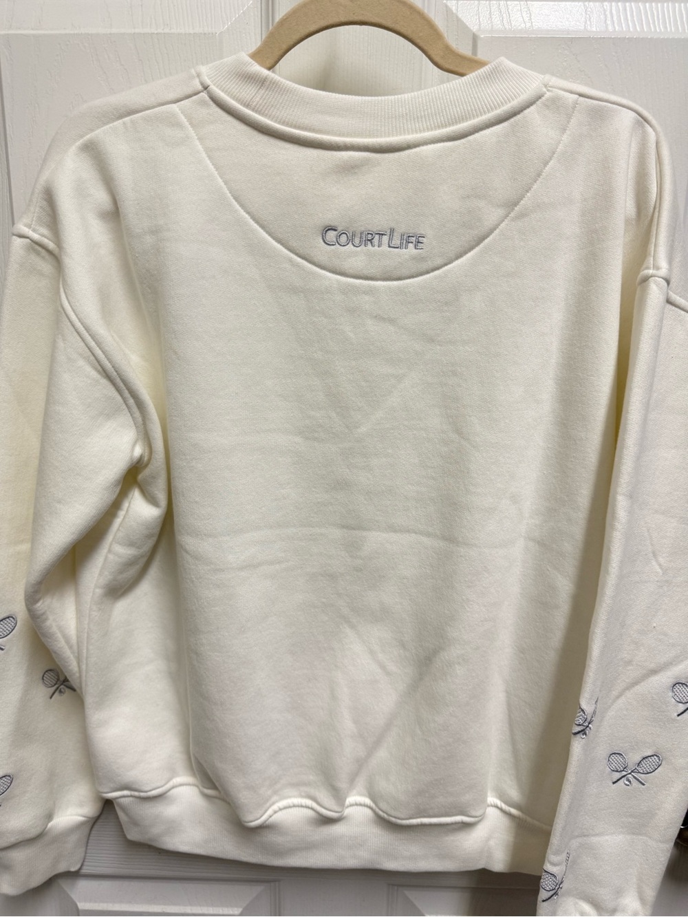 Court Life White Tennis Racket Sweater - Picture 8 of 10